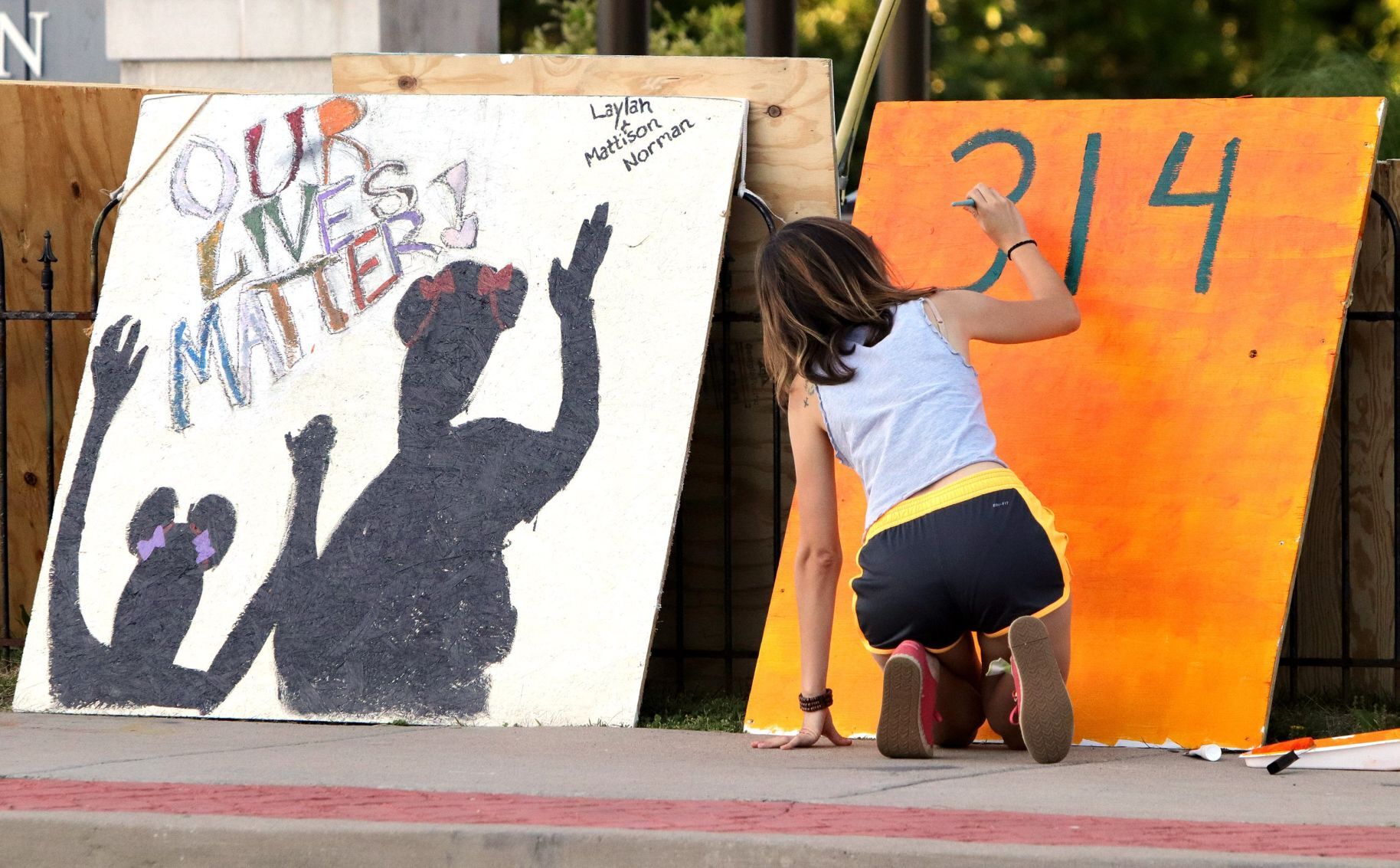 Black Lives Matter painted boards